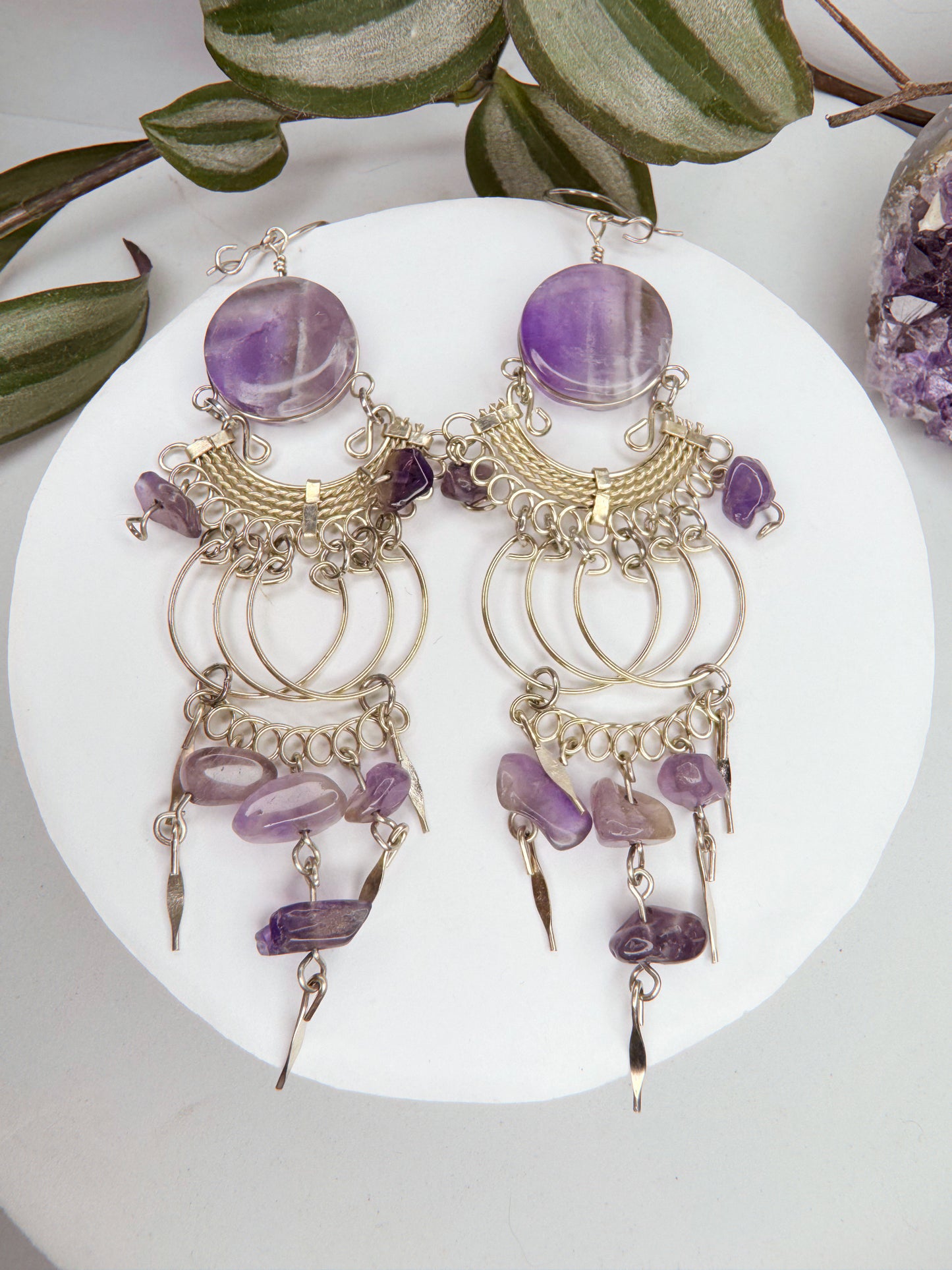 Brinco nostalgia - Ametista lapidada
