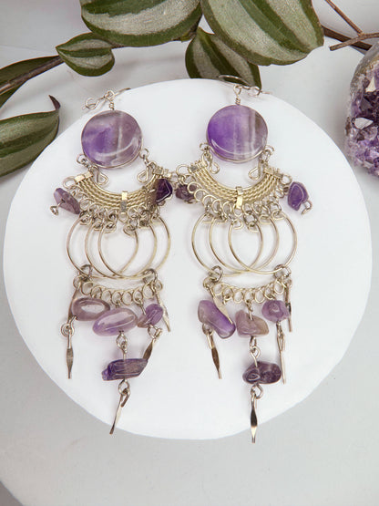 Brinco nostalgia - Ametista lapidada