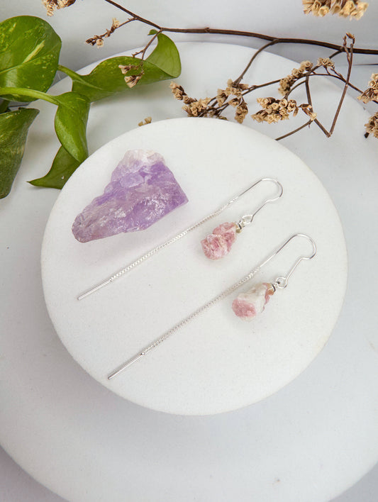 Brinco netuno - Turmalina rosa