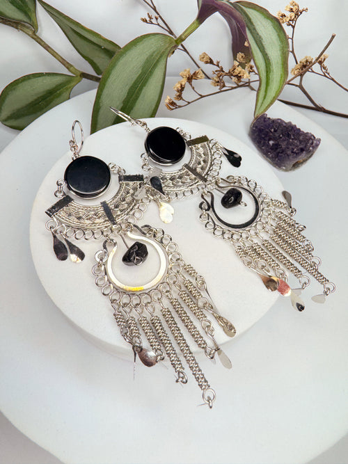 Brinco Nostalgia Aço - Ônix