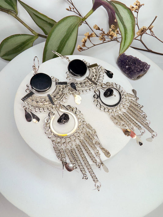 Brinco Nostalgia Aço - Ônix