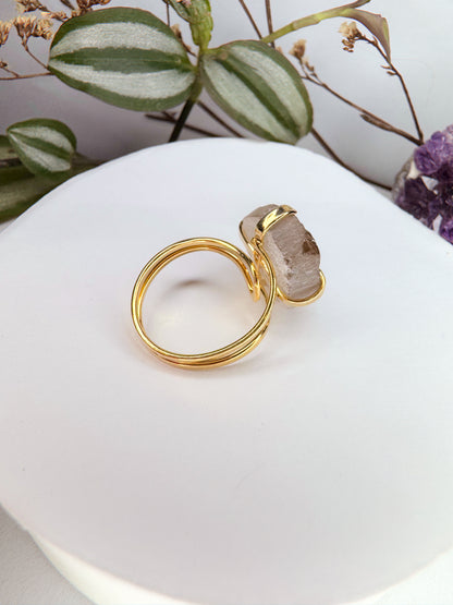 Anel Saturno - quartzo fume