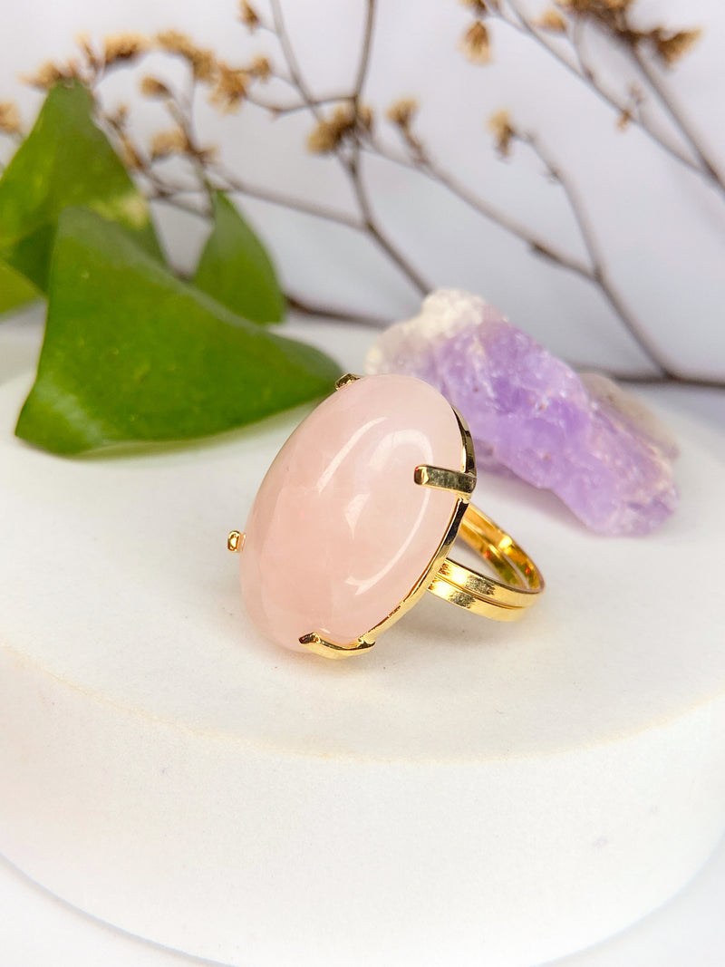 Anel Saturno - Quartzo rosa