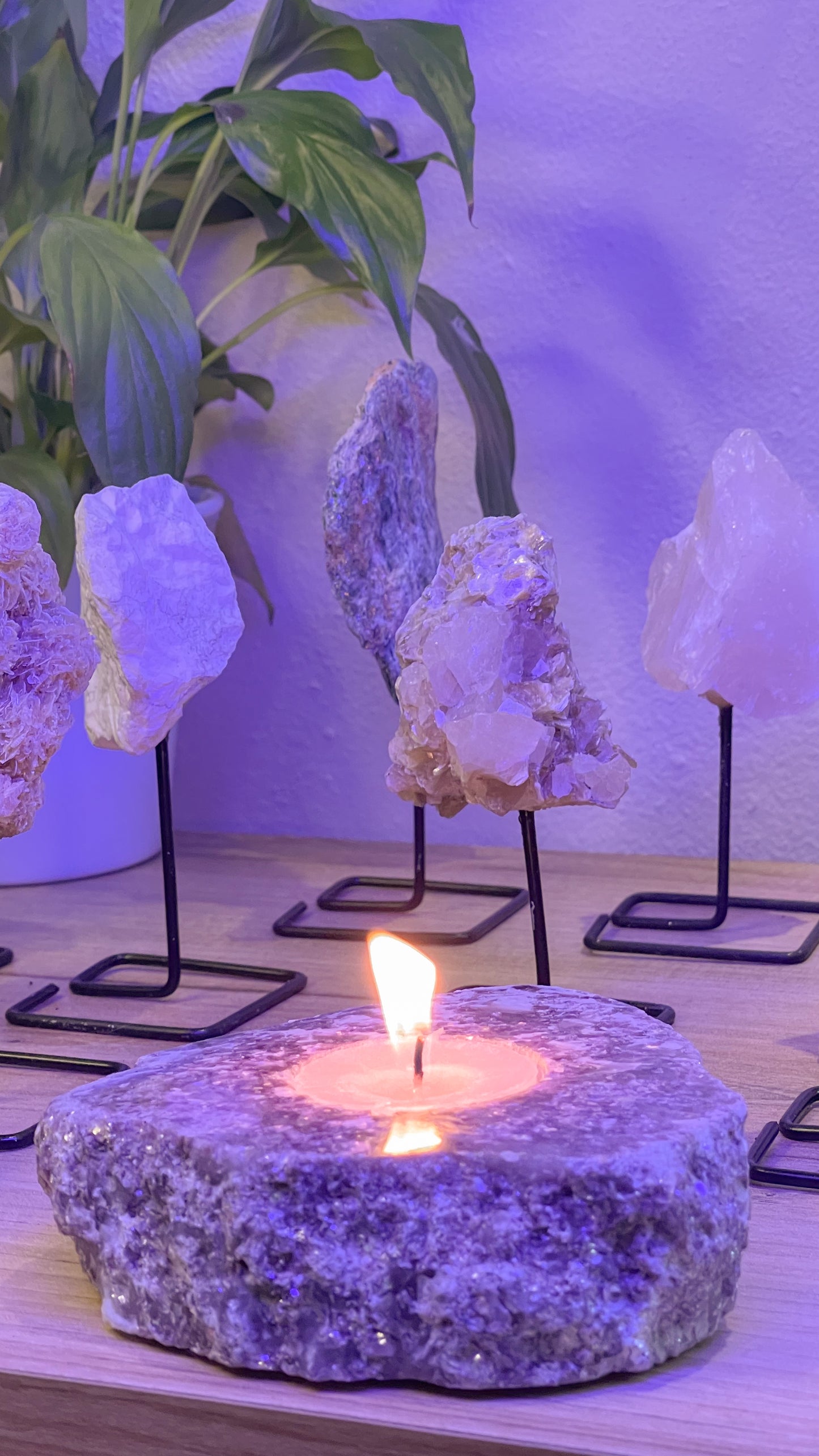 Base de cristal - Quartzo rosa