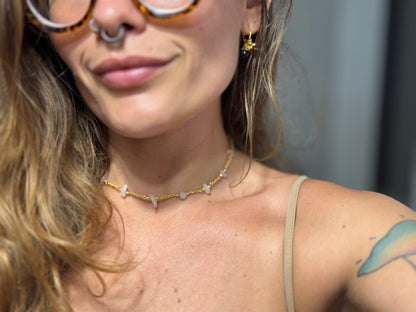 Choker Luar - Quartzo Rosa