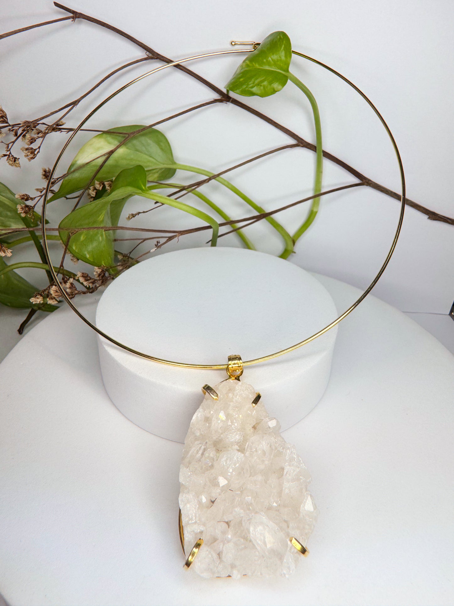 Choker Lunação - Drusa de Quartzo transparente