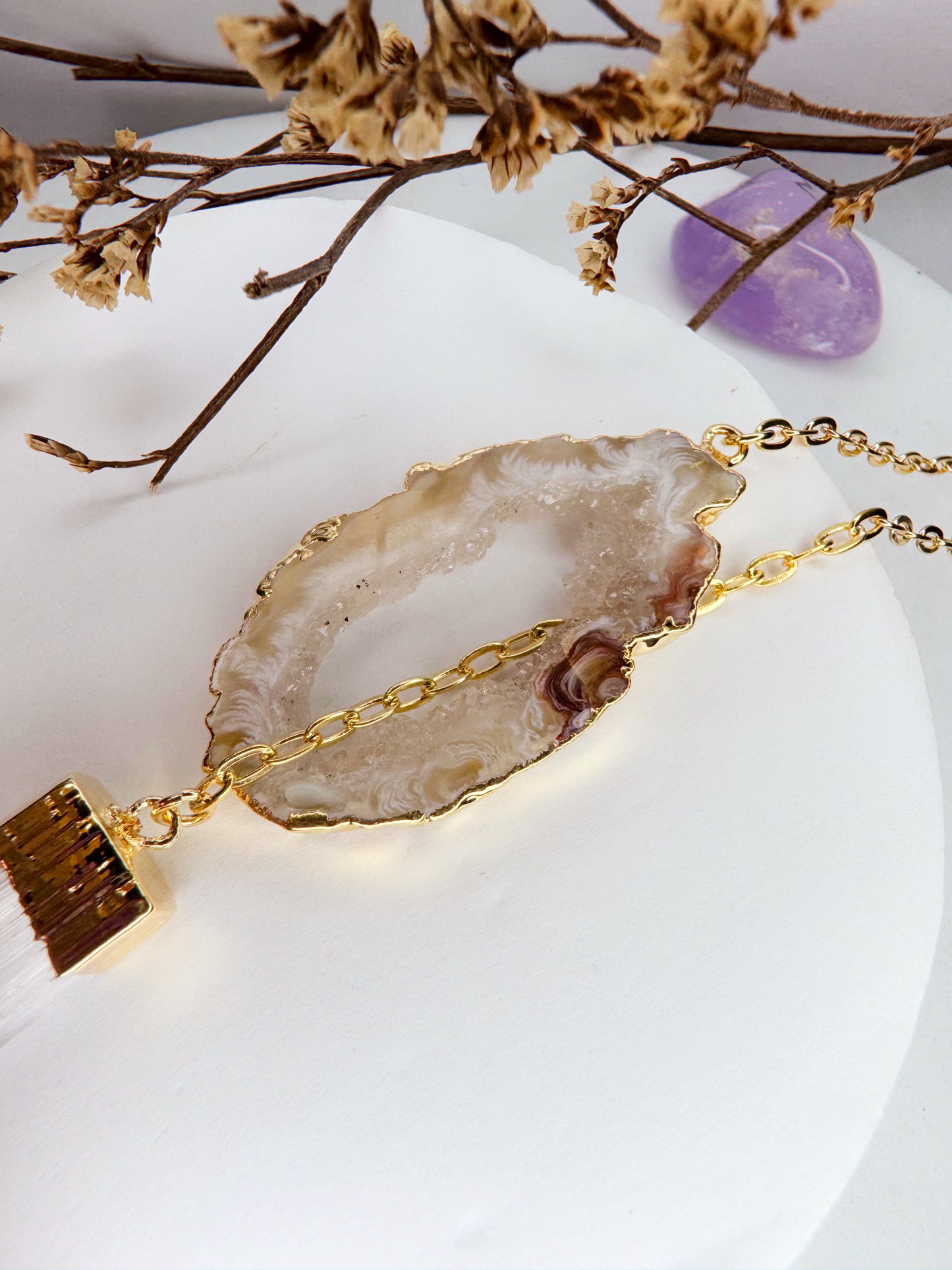 Colar Cósmico - Agata + Selenita Branca