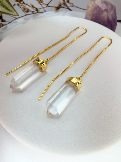 Brinco zen - Quartzo de Cristal lapidado