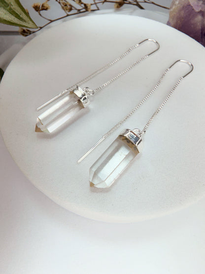 Brinco zen - Quartzo de Cristal lapidado