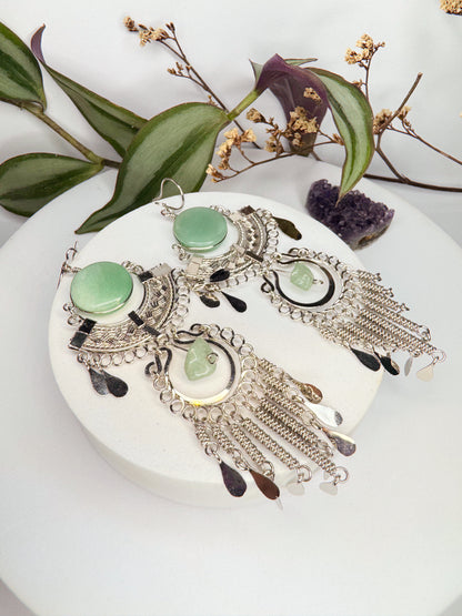 Brinco Nostalgia Aço - Quartzo verde