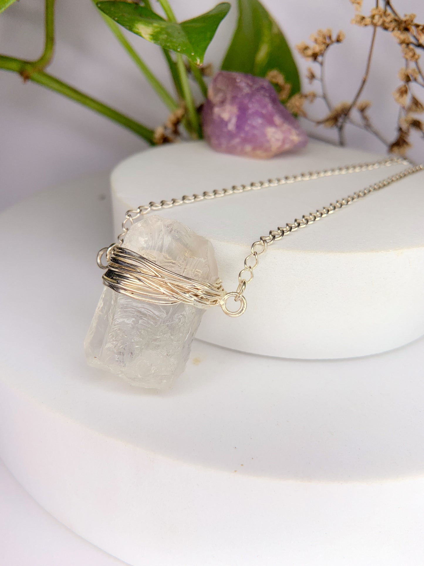 Colar atmosfera - quartzo de cristal bruto