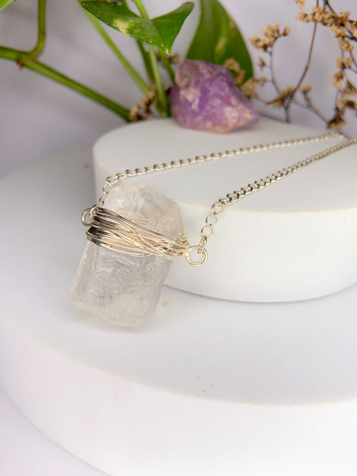 Colar atmosfera - quartzo de cristal bruto
