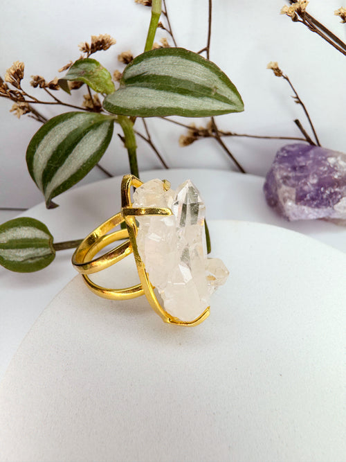 Anel Saturno  - Quartzo de cristal