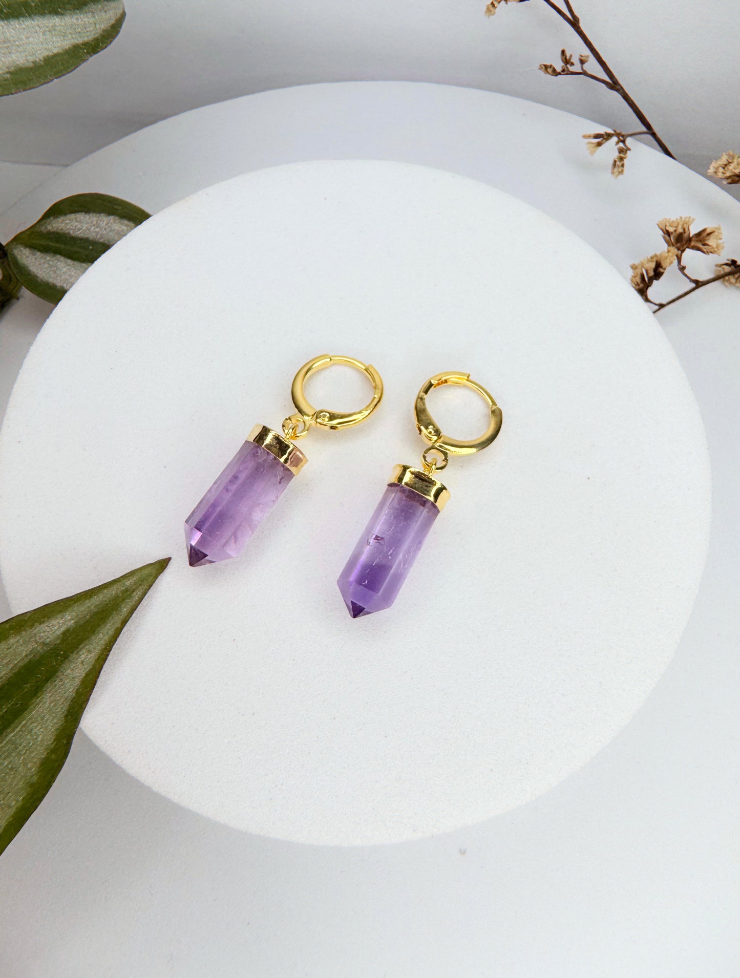 Brinco Júpiter - ametista lapidada