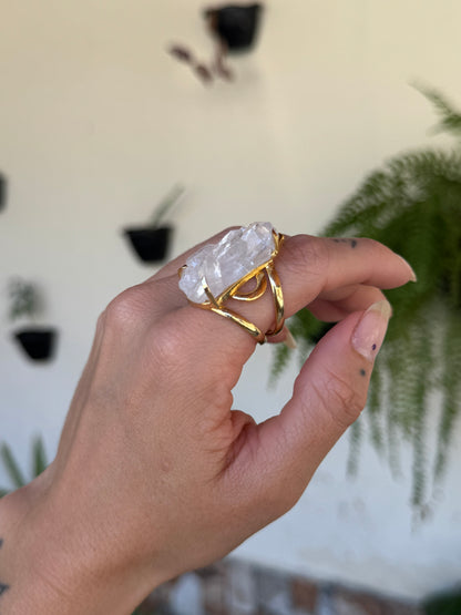 Anel Saturno  - Quartzo de cristal