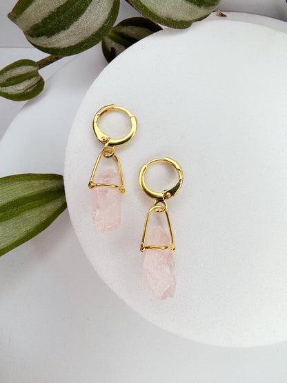 Brinco Júpiter - quartzo rosa