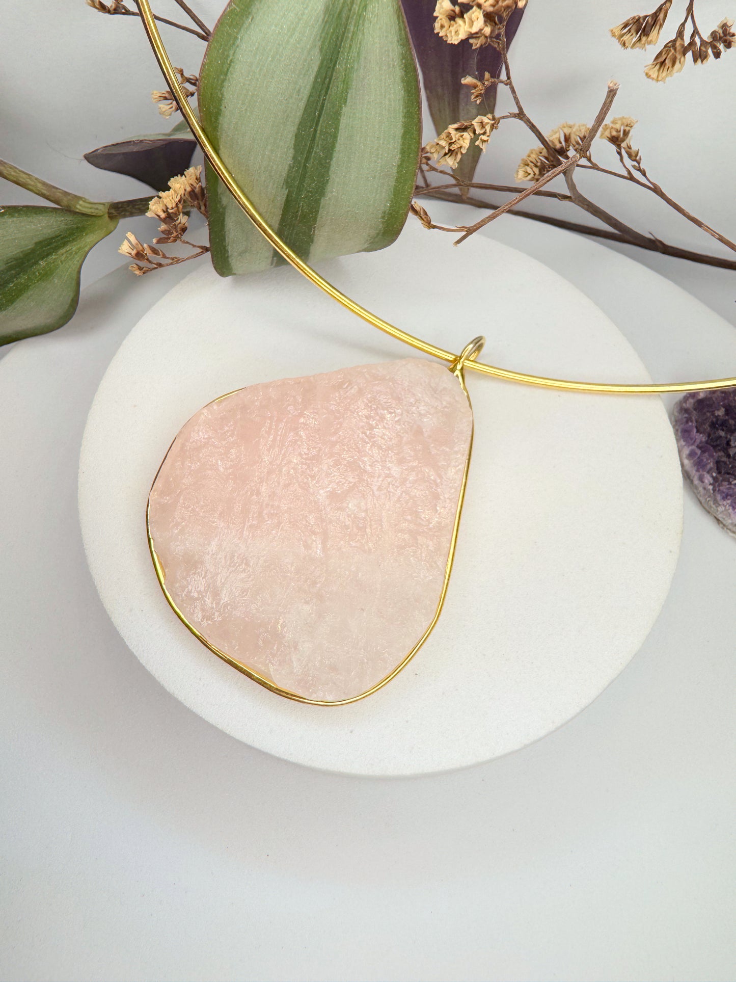 Choker lunação- Quartzo Rosa