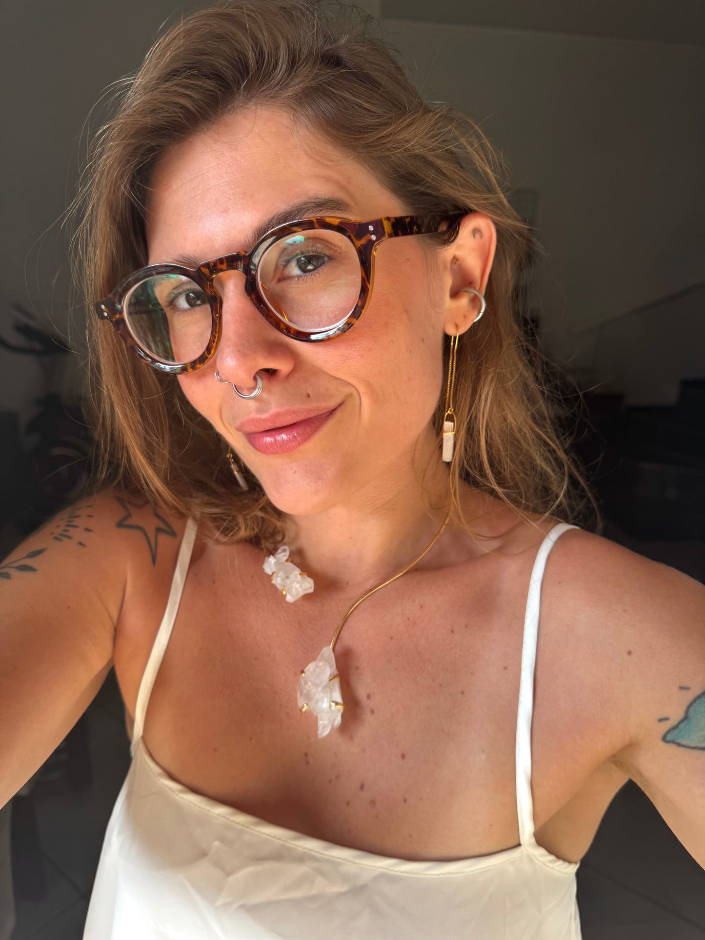 Brinco zen - selenita branca