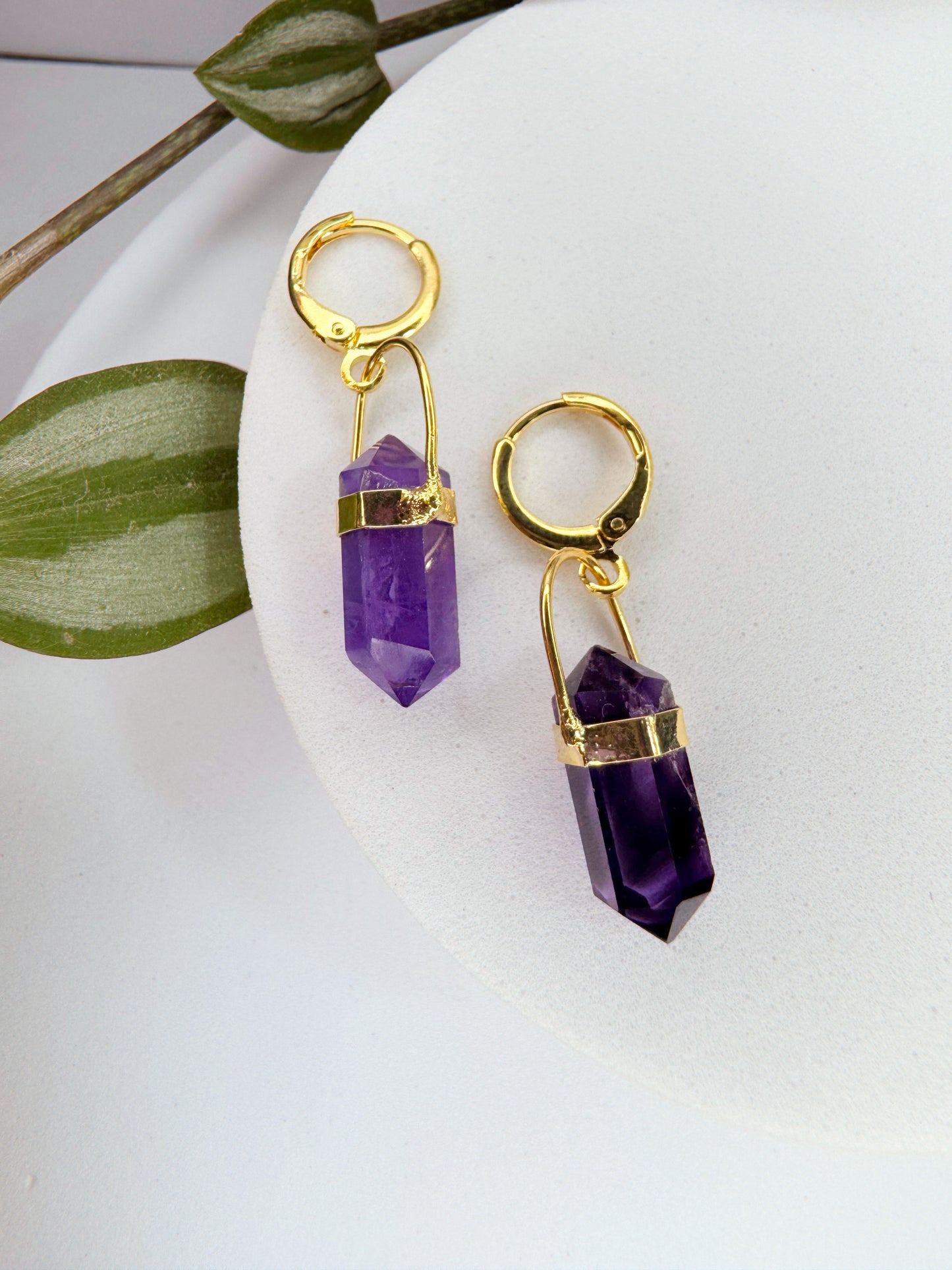 Brinco Júpiter - ametista lapidada
