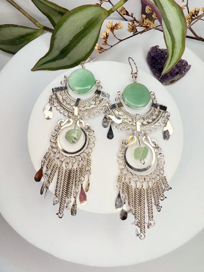 Brinco Nostalgia Aço - Quartzo verde