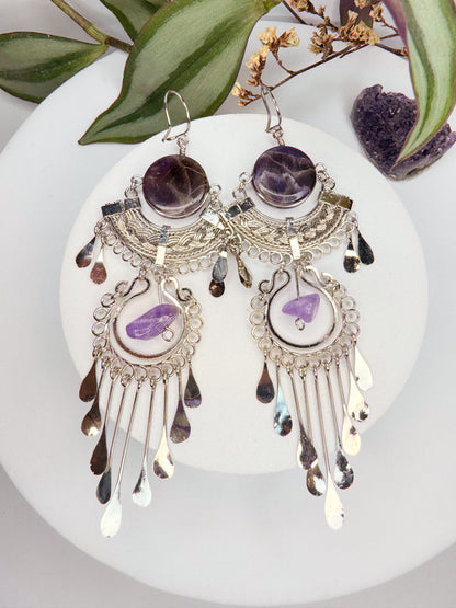 Brinco Nostalgia Aço - Ametista