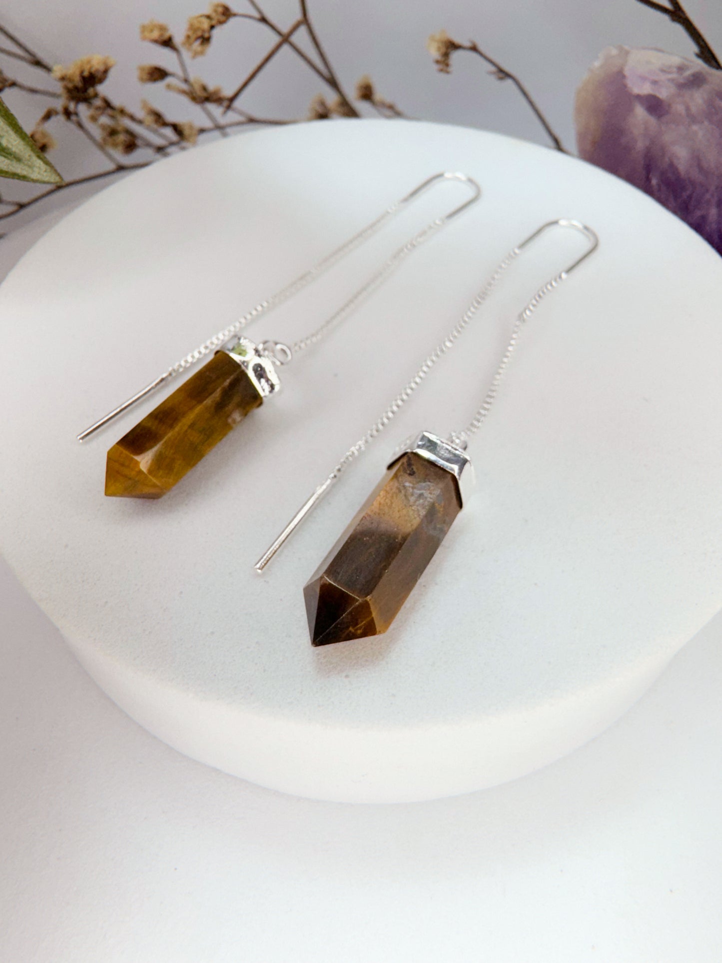 Brinco zen - Olho de Tigre lapidado