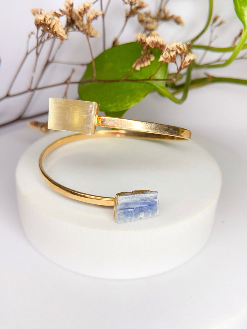Bracelete cometa - limpeza e intuição - Selenita + cianita azul