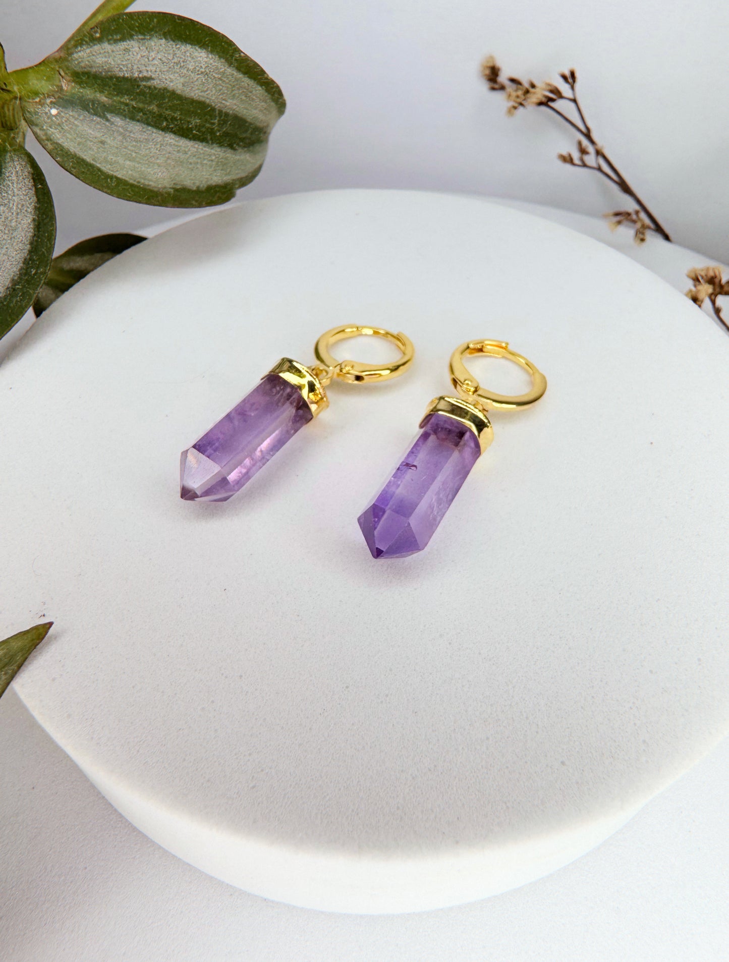 Brinco Júpiter - ametista lapidada