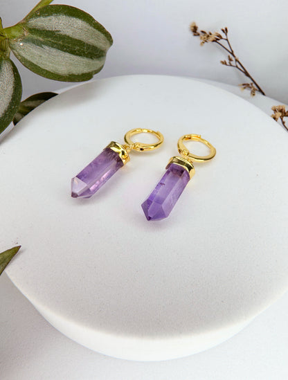 Brinco Júpiter - ametista lapidada