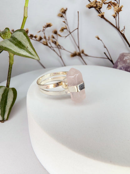 Anel mercúrio - Quartzo rosa