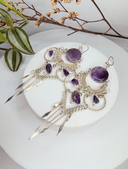 Brinco nostalgia - Ametista lapidada