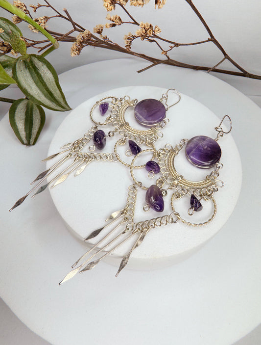 Brinco nostalgia - Ametista lapidada