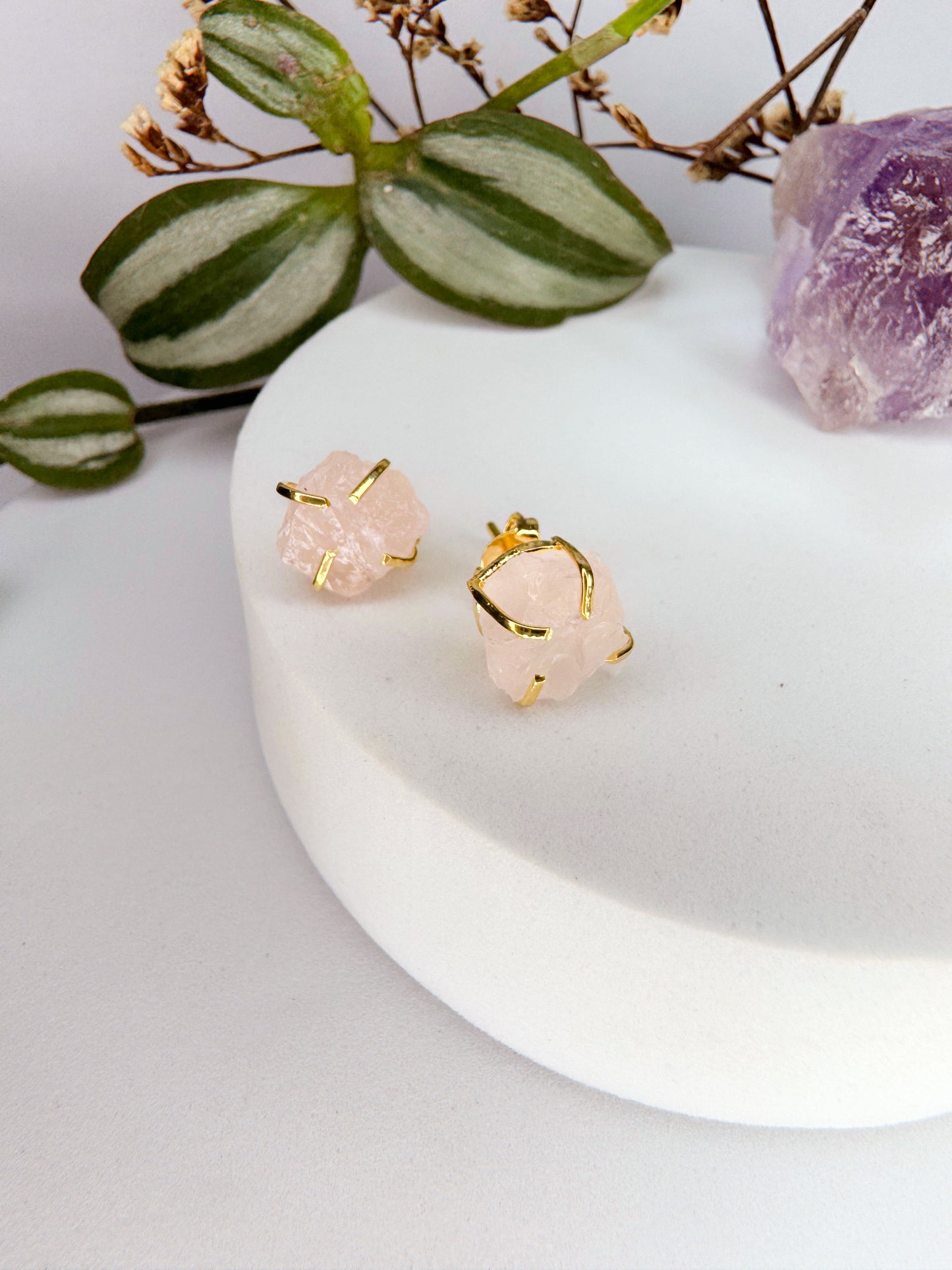 Brinco magia - Quartzo rosa