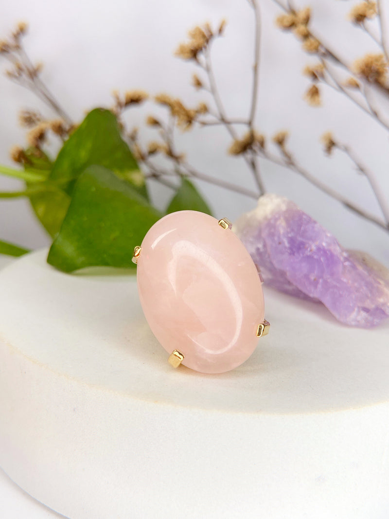 Anel Saturno - Quartzo rosa
