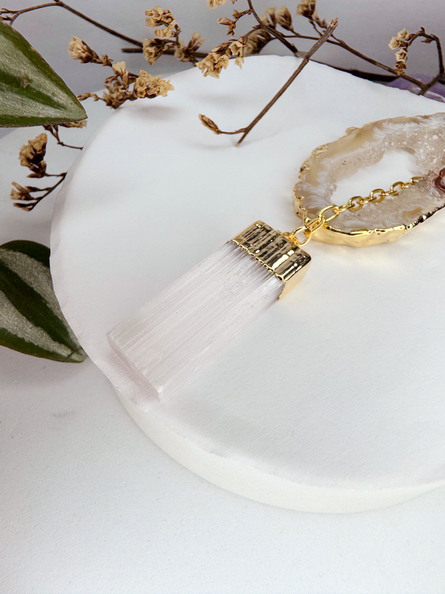 Colar Cósmico - Agata + Selenita Branca