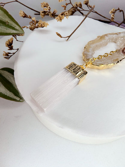 Colar Cósmico - Agata + Selenita Branca