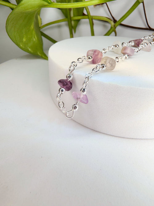 Choker Luar - Fluorita arco íris