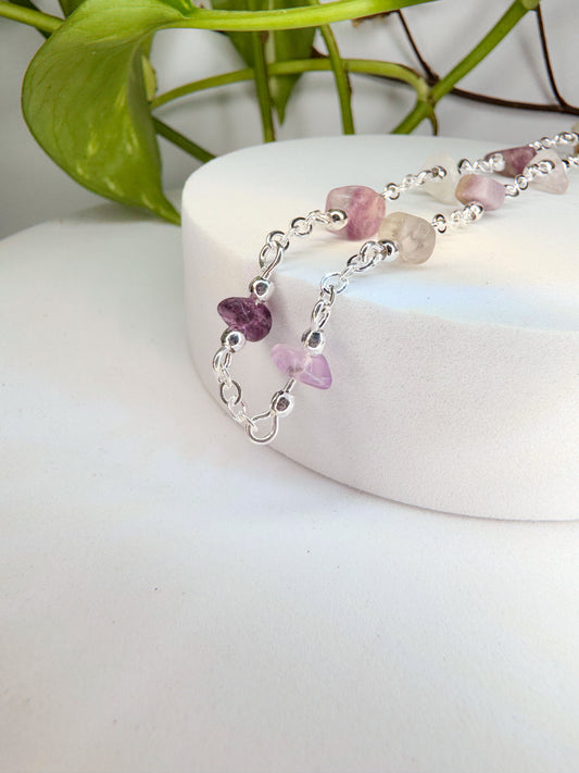 Choker Luar - Fluorita arco íris