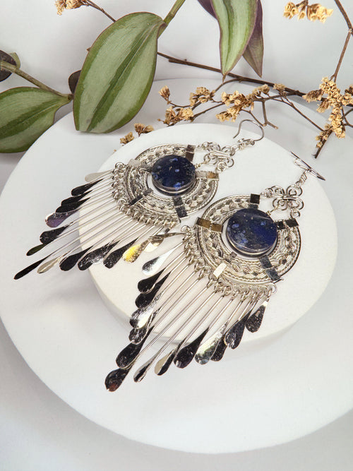 Brinco Nostalgia Aço - Lápis Lazulli