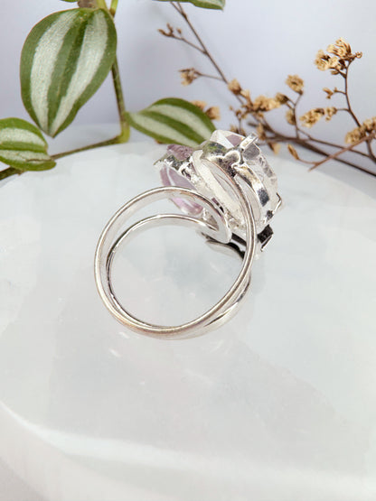 Anel Tríplice - Ametista, Turmalina Preta e Quartzo de cristal