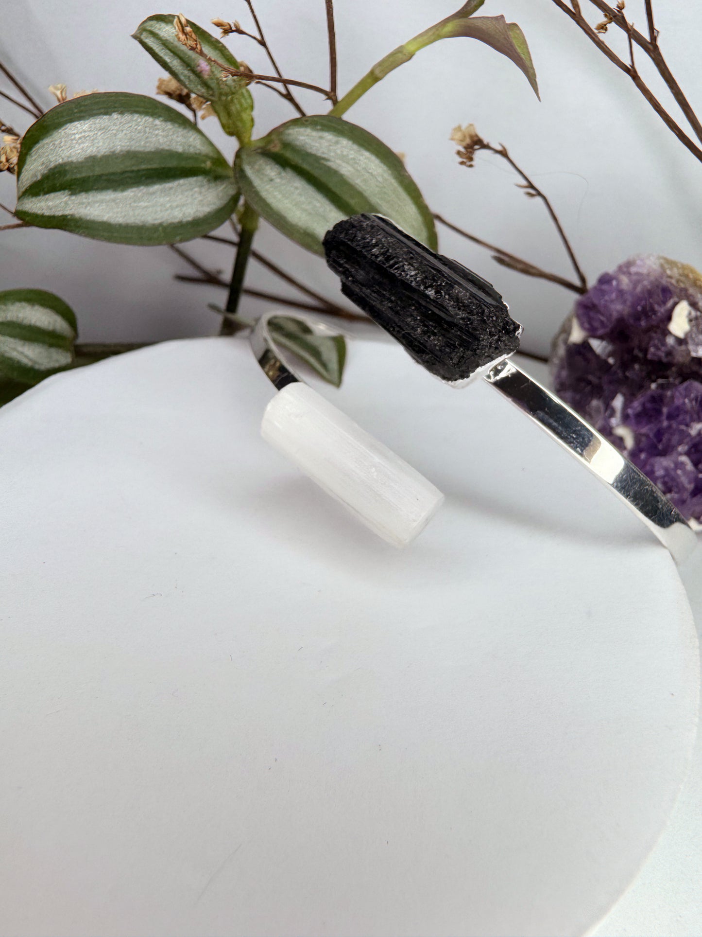 Bracelete  Cometa  - turmalina + selenita