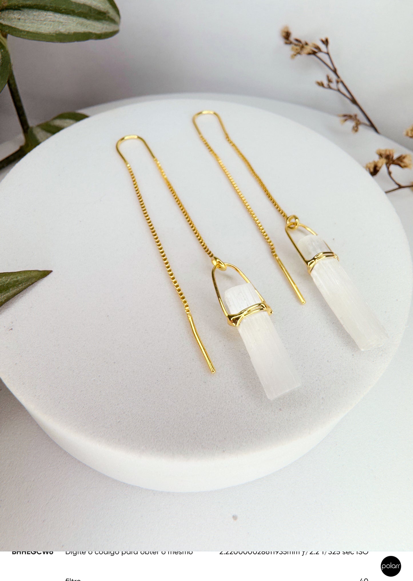 Brinco zen - selenita branca