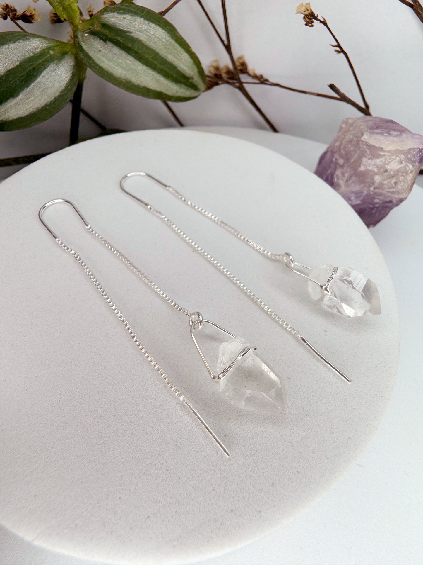 Brinco zen - Quartzo de Cristal lapidado