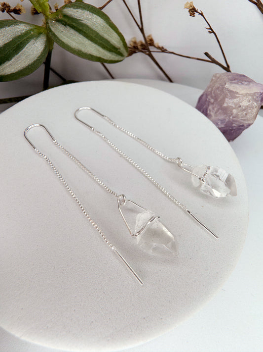 Brinco zen - Quartzo de Cristal lapidado