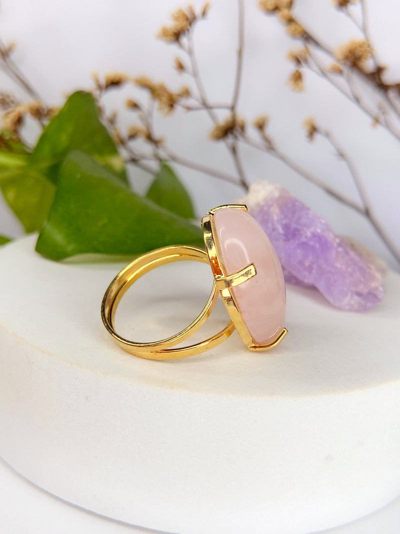 Anel Saturno - Quartzo rosa