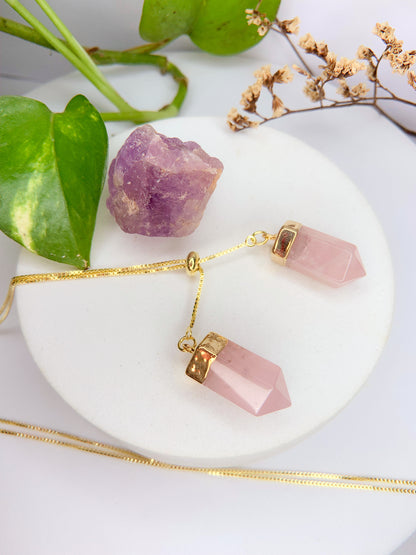 Colar cósmico - Quartzo rosa