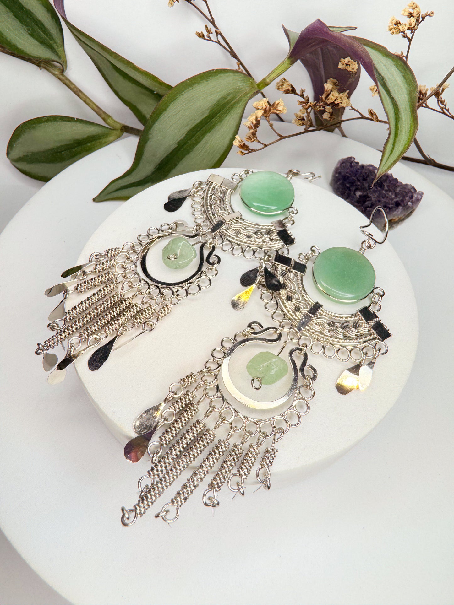 Brinco Nostalgia Aço - Quartzo verde