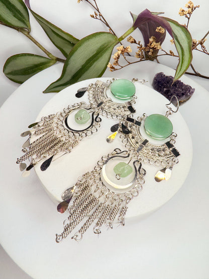 Brinco Nostalgia Aço - Quartzo verde