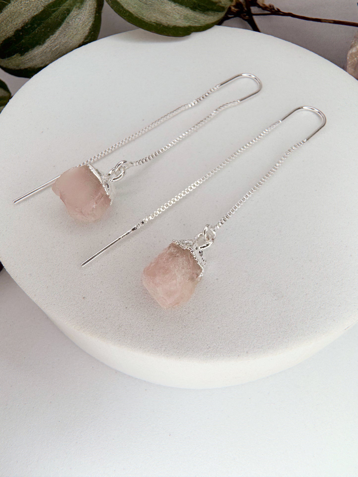 Brinco zen - Quartzo Rosa bruto