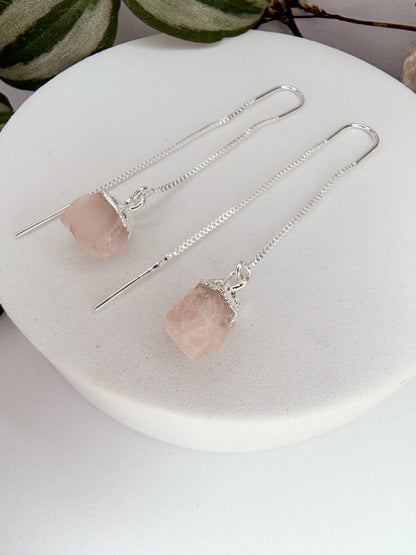 Brinco zen - Quartzo Rosa bruto